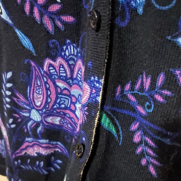 Isaac Mizrahi Live Long Floral Button Up Cardigan Sweater Cotton Blend Size XXS - Picture 7 of 11